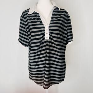 Bette And Court Horizontal Strip Top Professional Collared Shirt